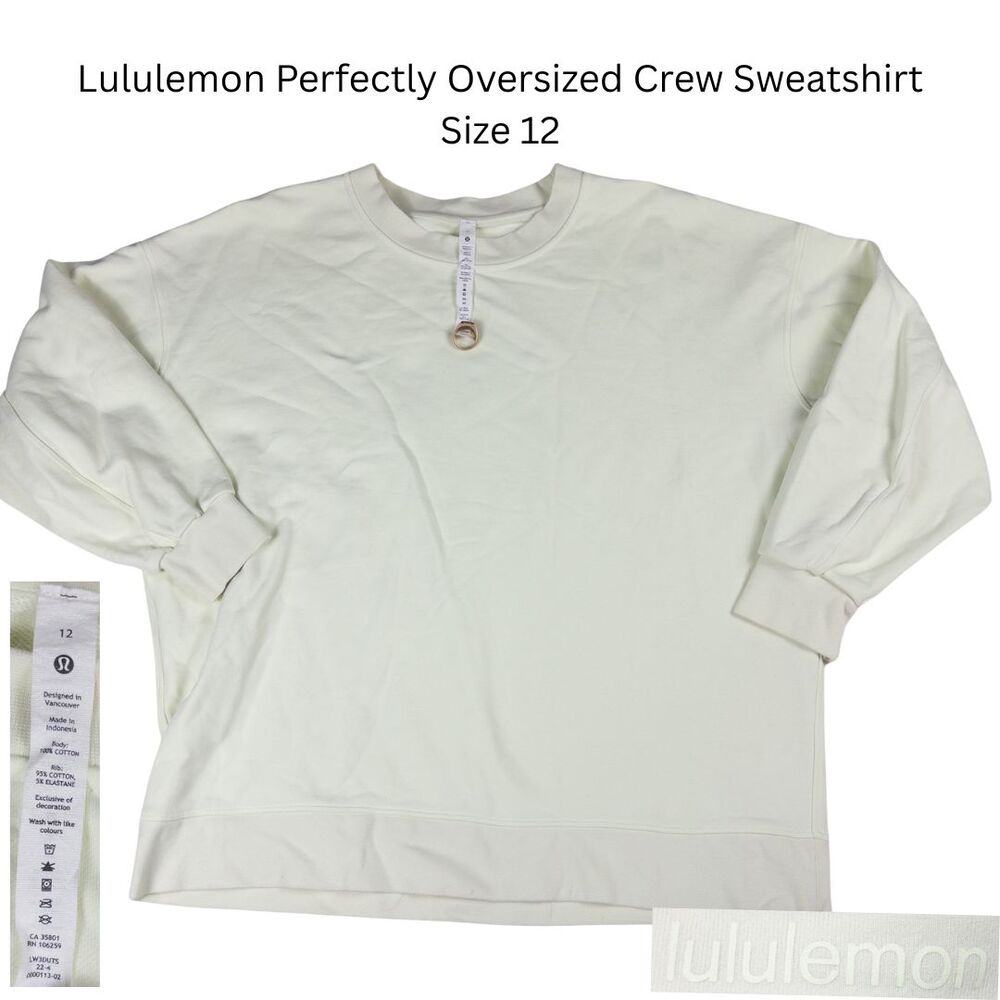 Lululemon Womens Perfectly Oversized Crew L‎ Sweatshirt Size 12 Green Athleisure